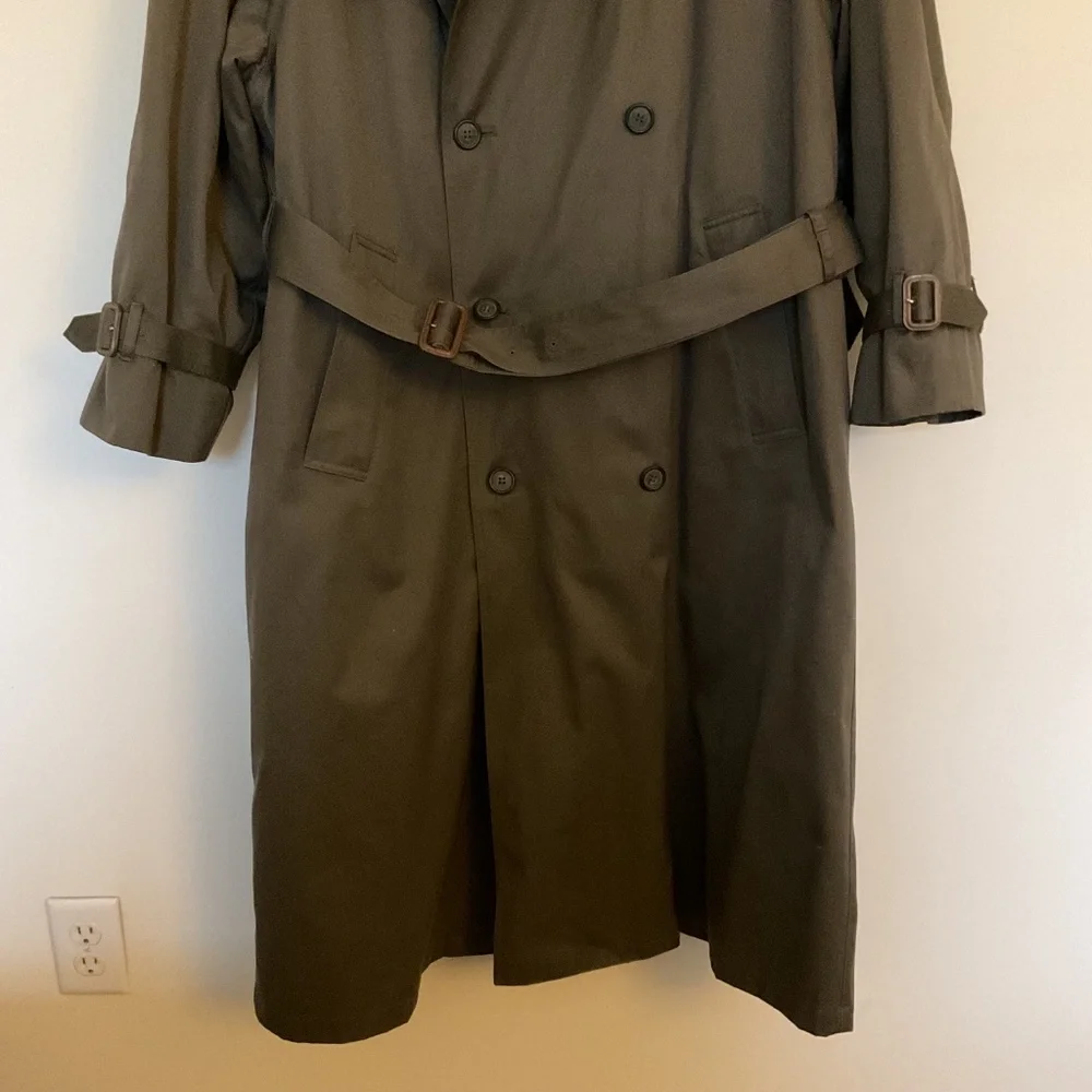London Fog Olive Green Double-Breasted Trench Coat